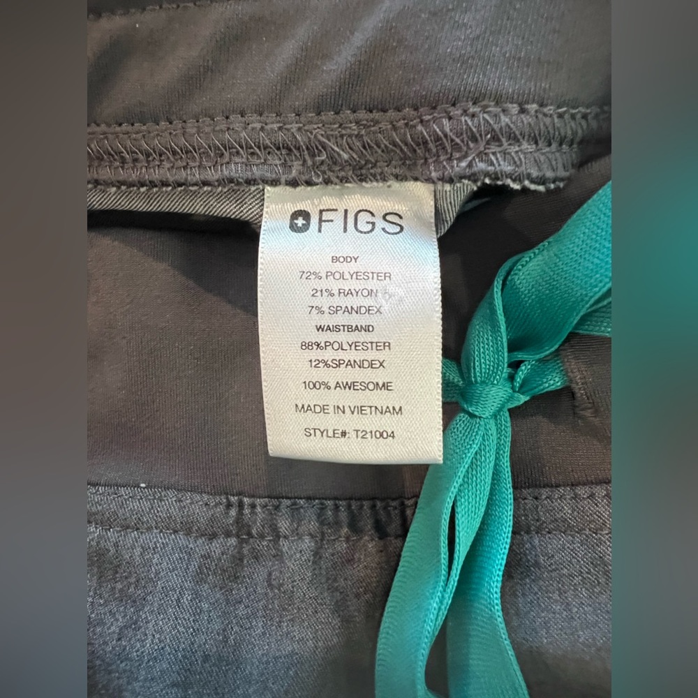 Figs Gray Women's Pants with Teal Drawstring - Picture 9 of 13